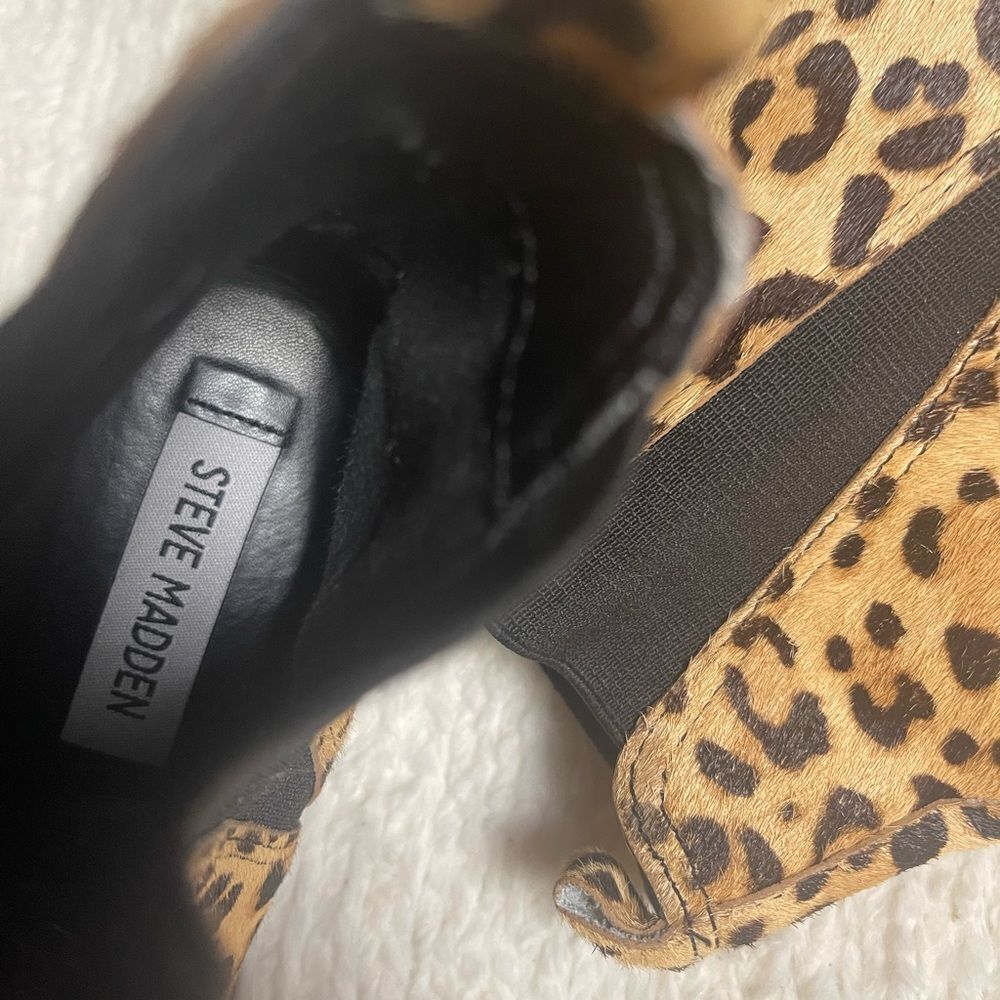 Steve Madden leather calf hair Leopard Print slip on Ankle Boots SZ6M - Picture 9 of 10